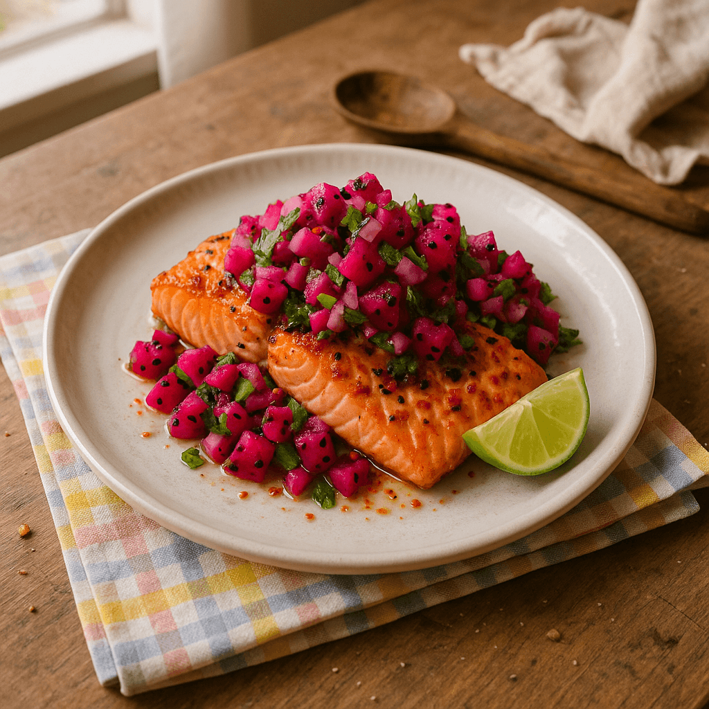 Dragefrugt-laks med chili-lime - Opskrift på fisk, hovedret, sund mad