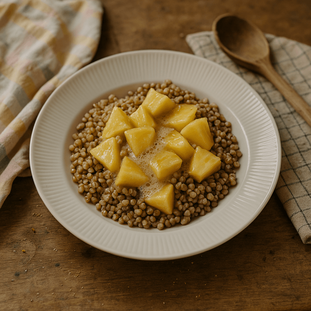 Ananas-øledressing & boghvede - Opskrift på frokost, tilbehør, salat
