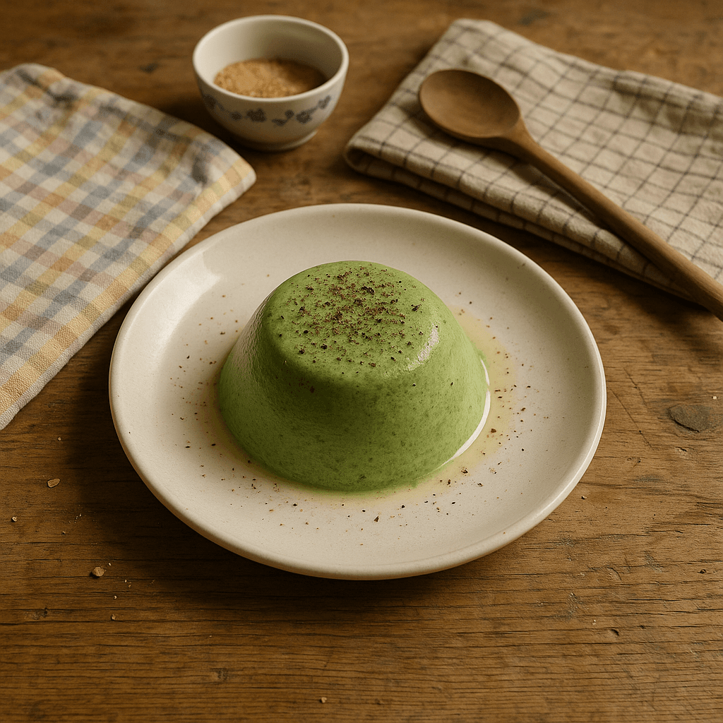 Spinat-pannacotta med peber - Opskrift på forretter, vegetarisk
