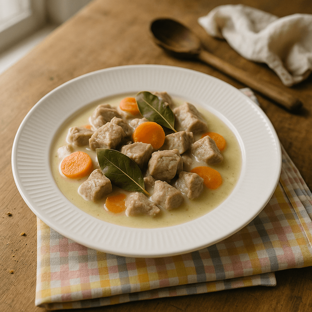 Blanquette de Veau - Opskrift på hovedret, klassisk, festmad