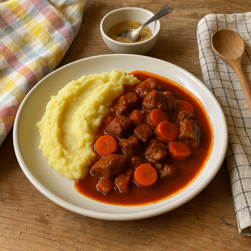 Gullash med kartoffelmos