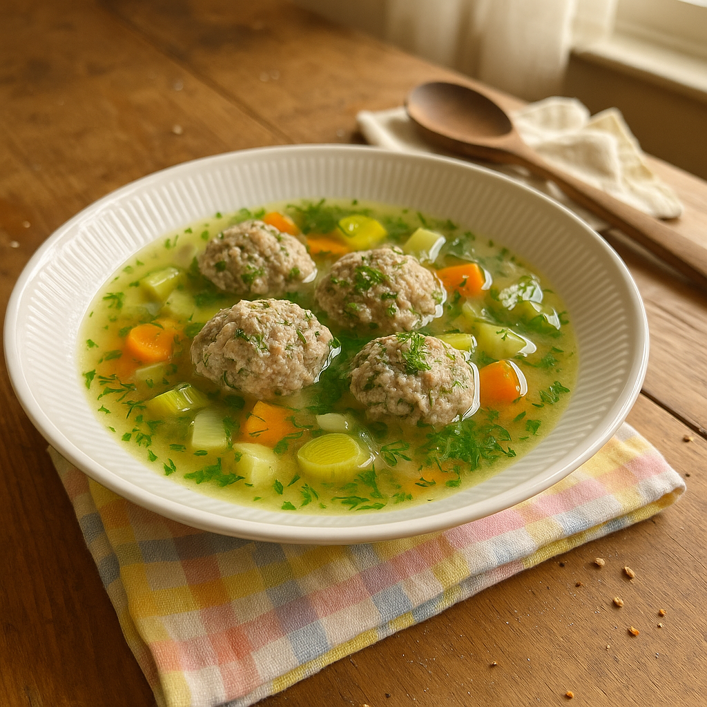 Boller i urtesuppe