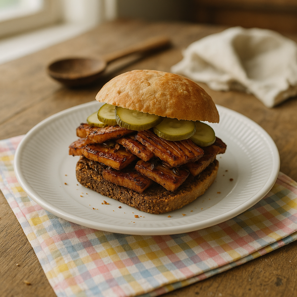 Vegansk “flæskestegssandwich”