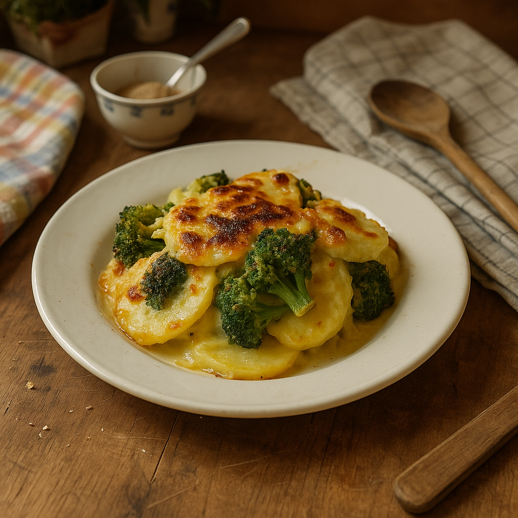 Kartoffelgratineret broccoli